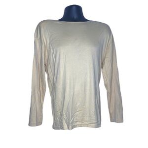VINTAGE Basic Editions Ribbed Long Sleeve Blouse (Size: XL, Color: Yellow)